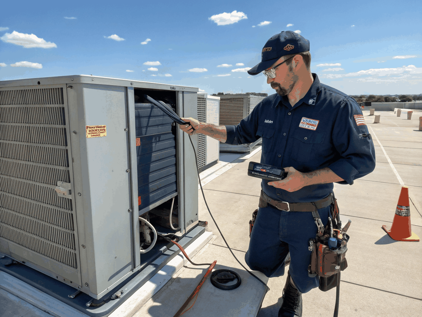 EZ Aircon certified technician servicing air conditioning unit in Bedok
