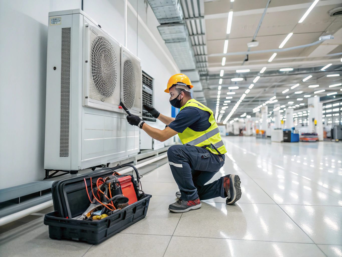 EZ Aircon technician servicing residential air conditioning in Bishan