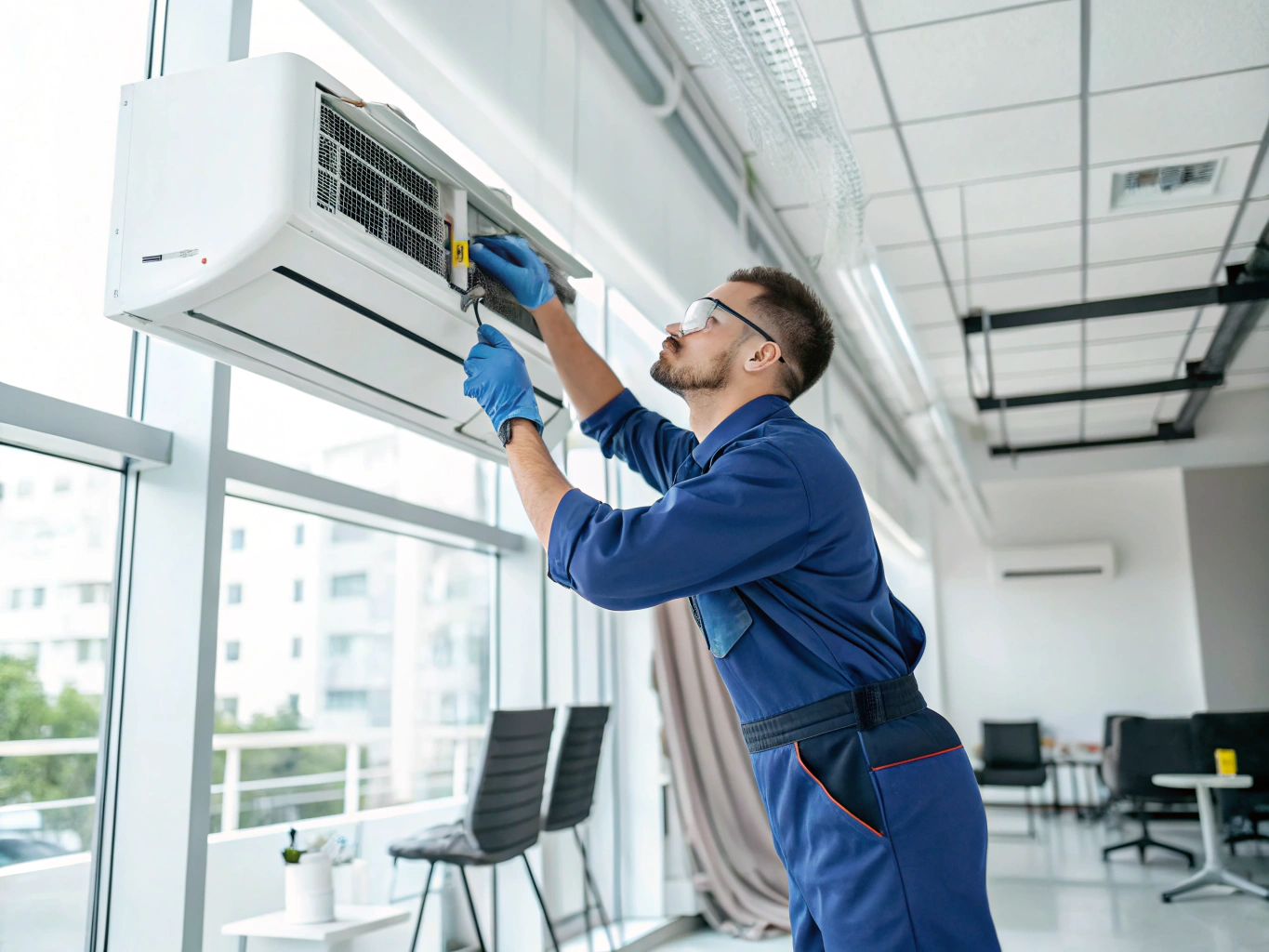 Aircon maintenance specialist servicing indoor cooling unit in Kallang Whampoa