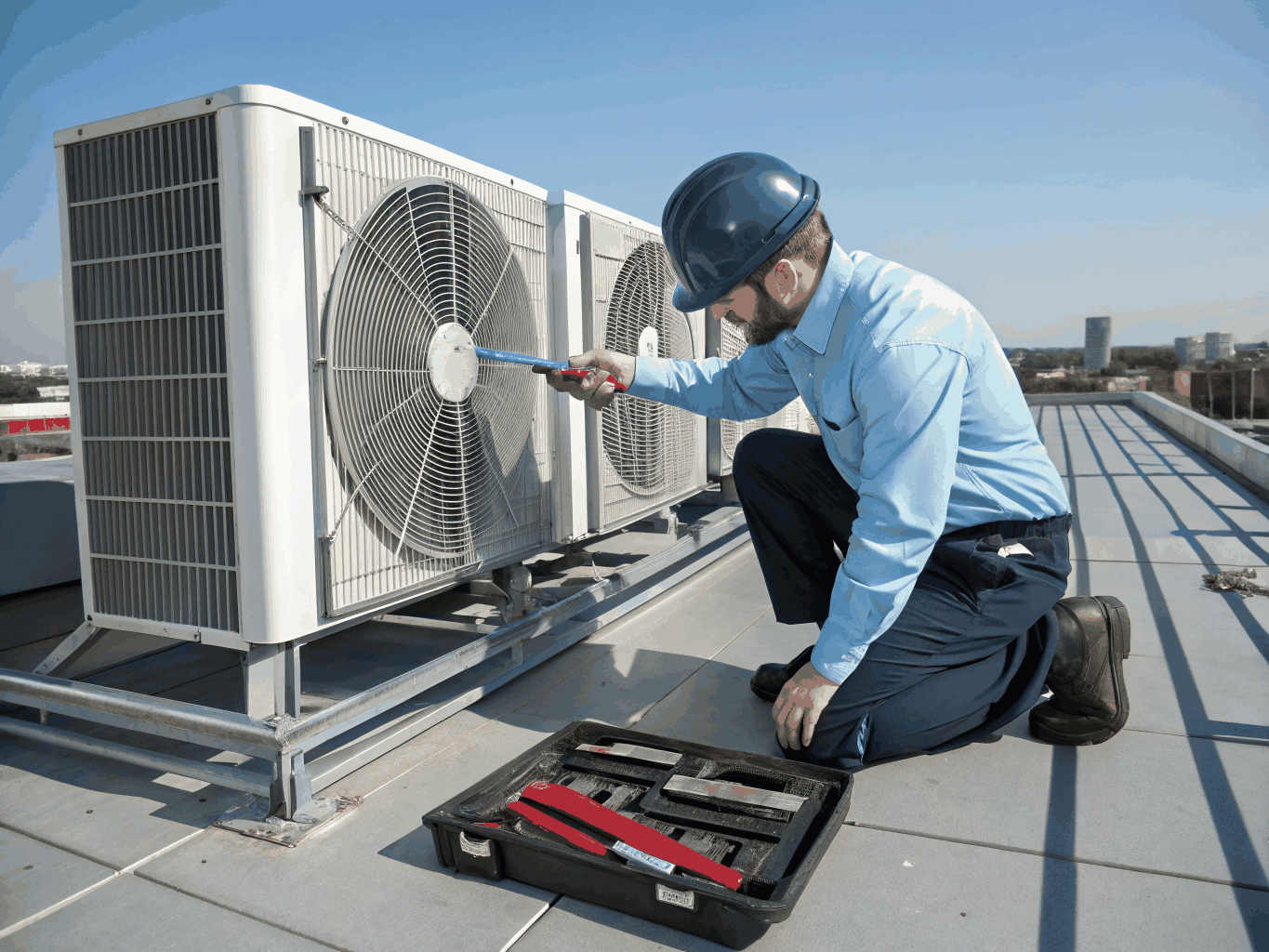 EZ Aircon technician servicing an air conditioning unit in Toa Payoh